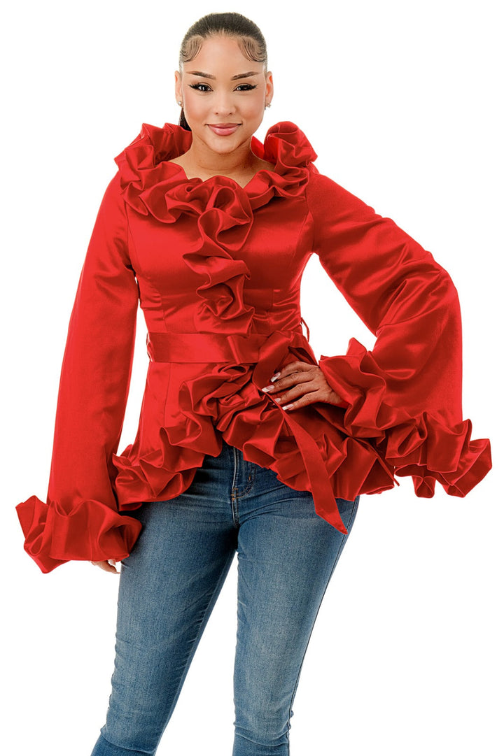 Red Ruffle Top