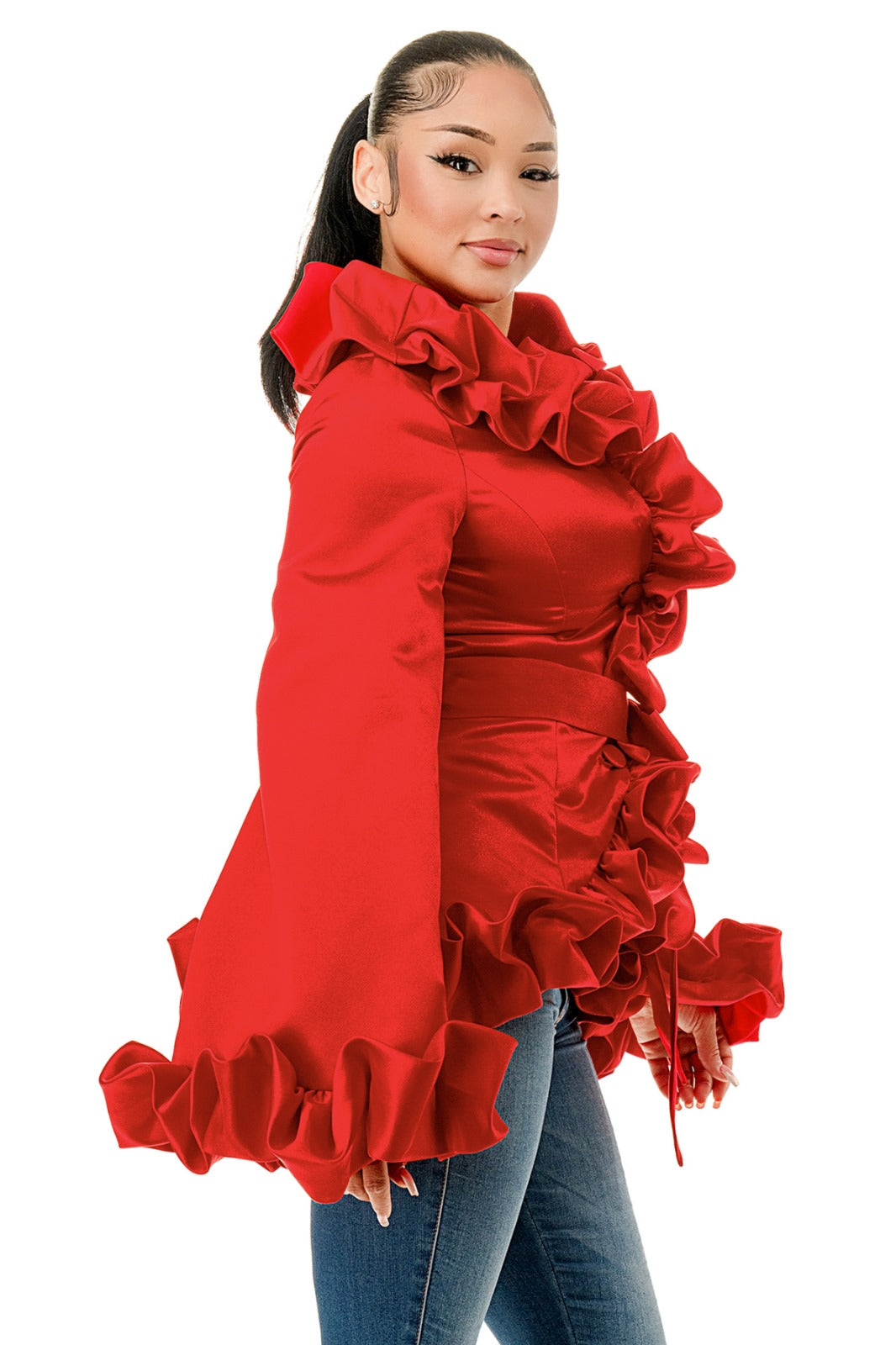 Red Ruffle Top