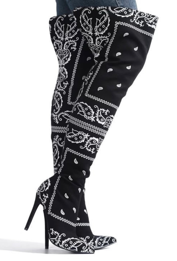 Bandanna  thigh high boot
