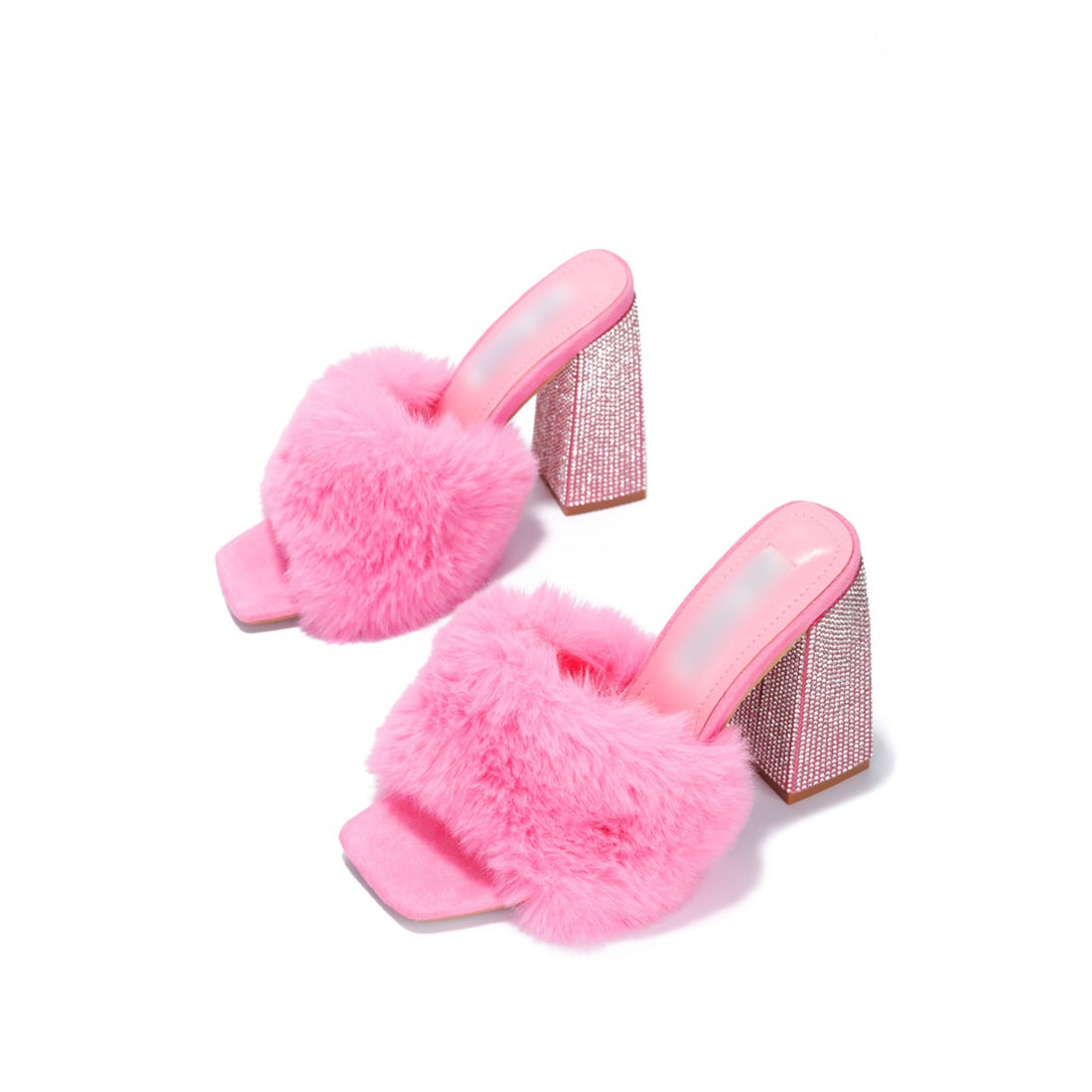 Temptation - Pink Faux Fur Rhinestone Heel